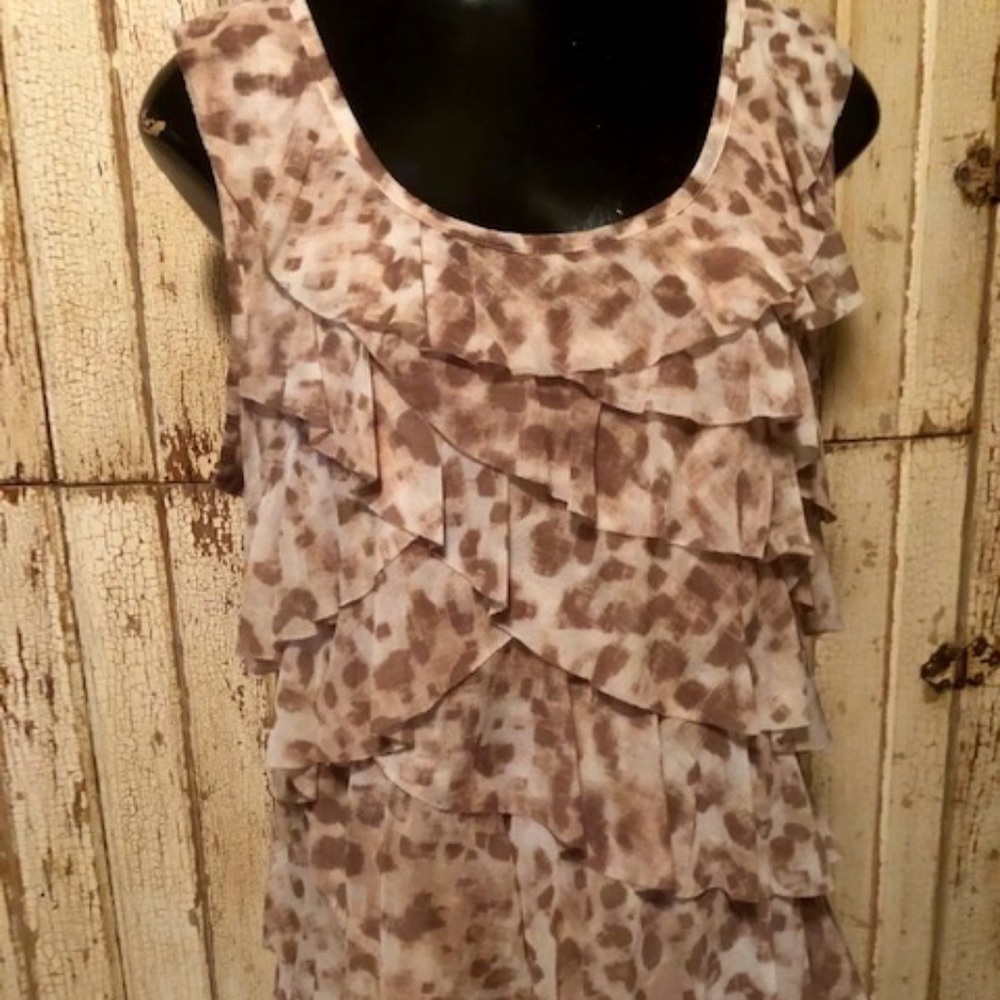 Women's Chico's Cream & Taupe Print Top 2, US Size (12/14 - L)